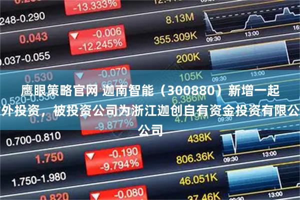 鹰眼策略官网 迦南智能（300880）新增一起对外投资，被投资公司为浙江迦创自有资金投资有限公司